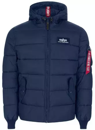 Bunda ALPHA INDUSTRIES HOODED PUFFER ALPHA FD repl.blue
