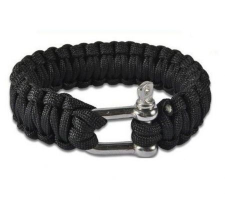 Náramek COMMANDO PARACORD s kovovou sponou černá