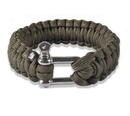 Náramek COMMANDO PARACORD s kovovou sponou oliva