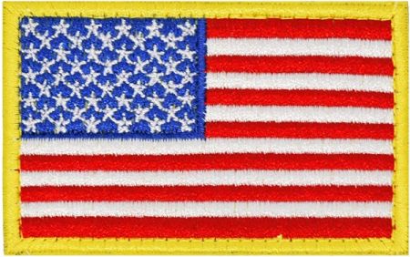 Nášivka vlajka USA barevná zlatý lem