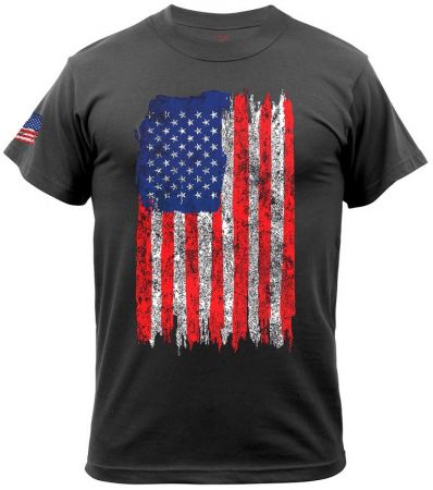 Tričko ROTHCO® DISTRESSED US FLAG černá & barevná vlajka