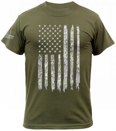 Tričko ROTHCO® DISTRESSED US FLAG zelená