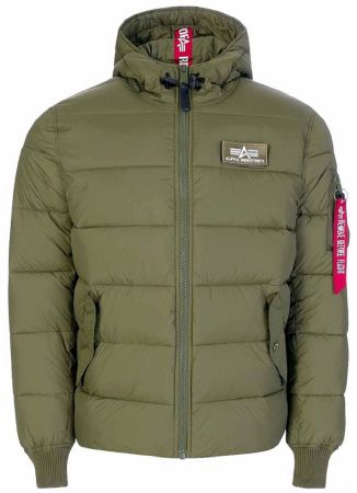 Bunda ALPHA INDUSTRIES HOODED PUFFER ALPHA FD tm.zelená