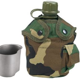 Polní láhev US ARMY s pítkem woodland camo