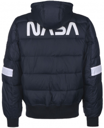 Bunda ALPHA INDUSTRIES HOODED PUFFER FD NASA repl.blue