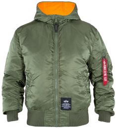 Bunda ALPHA INDUSTRIES HOODED PUFFER FD REV. sage green&orange
