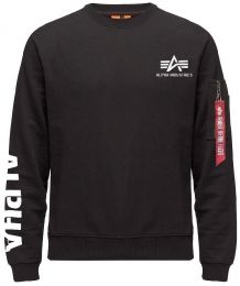 Mikina ALPHA INDUSTRIES SLEEVE PRINT OS SWEATER černá
