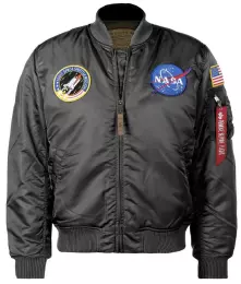 ALPHA INDUSTRIES Bunda MA-1 VF NASA LP černá