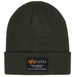 Čepice ALPHA INDUSTRIES CREW BEANIE tm.zelená