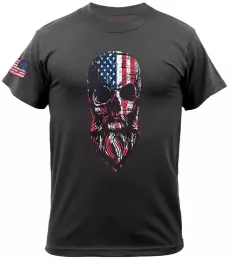 Tričko ROTHCO® US FLAG BEARDED SKULL černá