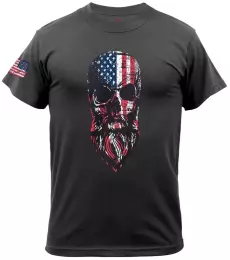 ROTHCO® Tričko ROTHCO® US FLAG BEARDED SKULL černá