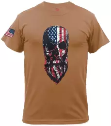 ROTHCO® Tričko ROTHCO® US FLAG BEARDED SKULL coyote