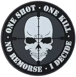 Nášivka ONE SHOT-ONE KILL velcro plast černá