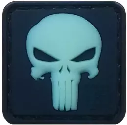 Nášivka PUNISHER GLOW IN THE DARK velcro plast černá