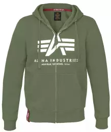 ALPHA INDUSTRIES Mikina BASIC ZIP HOODY tm.zelená